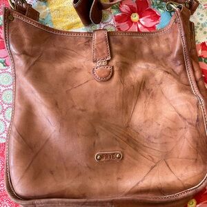 Frye tan leather crossbody campus bag